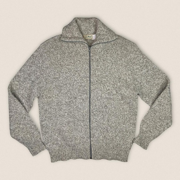 Vintage grandpa Wool blend zip cardigan sweater L.L. Bean Size XL - Picture 1 of 4